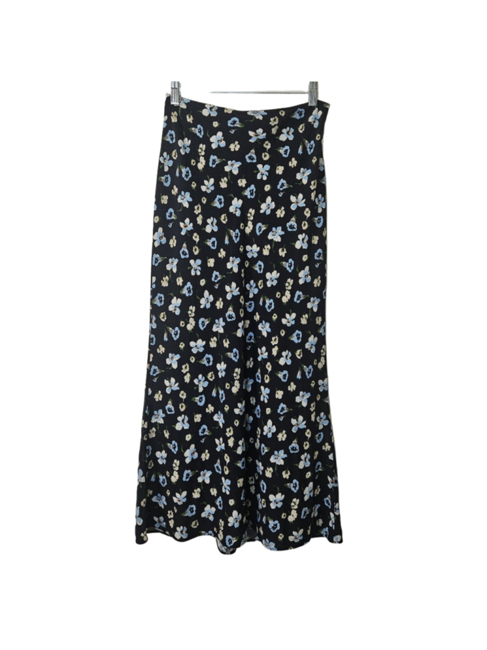 Veronica Beard Clover Floral Silk Blend Midi Skirt Size 4 Navy Luxury Silky - Picture 6 of 15